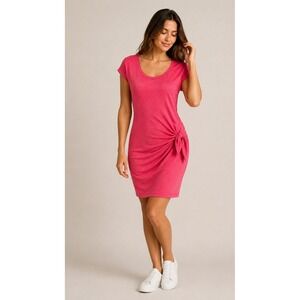 Sundry Side Knot‎ T Shirt Dress Women Large Pink Ruched Mini Athleisure Preppy